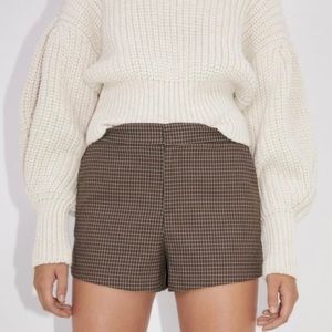 ZARA Brown Houndstooth Fall Winter Shorts